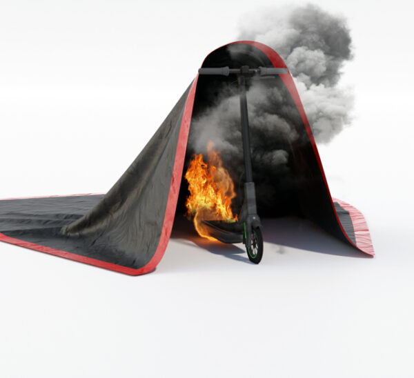 e scooter partly covered composed Bridgehill Multipurpose Extreme Fire Blanket 3